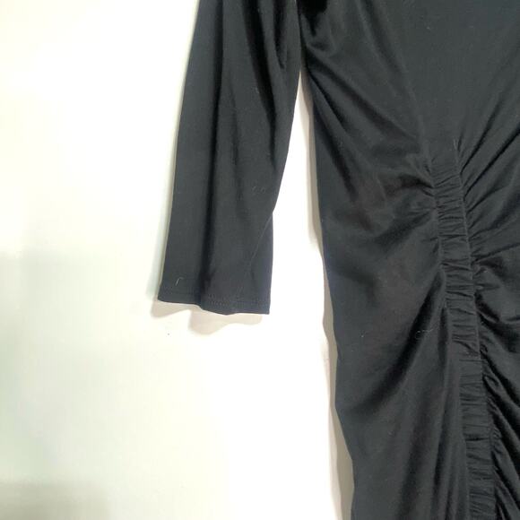 Peruvian Connection Black Long Sleeve Origami Stretch Midi Dress M - Picture 12 of 12